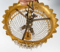 Suspension en bronze doré et cristal, XIXème siècle
