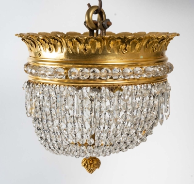 Suspension en bronze doré et cristal, XIXème siècle||||||||