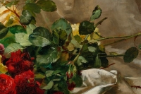 Dominique Hubert Rozier (1840-1901) - Enchantement d’une jetée de Roses huile sur toile vers 1880