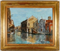 Serge Belloni Le peintre de Paris (1925—2005) - Promenade dans Venise huile sur toile vers 1960