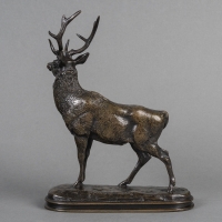 Sculpture - Cerf qui écoute 1838 , Antoine-Louis Barye (1795-1875) - Bronze