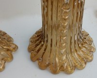 1970&#039; Paire De Vases Cristal Murano Fumés Et Or Toso Signés