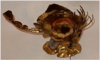 1970′ Applique Éclairante Á la Raie en Bronze Doré et Agate Style Duval Brasseur Ou Isabelle Faure