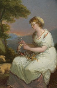 A Shepherdess with a flower wreath.