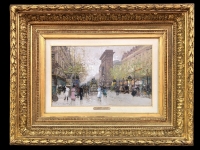 Galien Laloue Eugène French Painting 20th Century View Of Paris Animation Boulevard St Denis Gouache signée