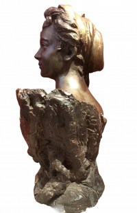 Campagne Pierre Sculpture Ancienne Signée XIXème siècle Buste de femme
