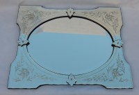 1950/70 ′ Miroir Vénitien à Cartouches, Ovale Biseauté 76 x 60 cm