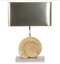 1970 Lampe en Métal Argenté et Ammonite Willy Daro