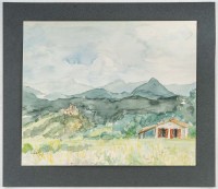 Paysage de Montagne, Aquarelle sur Papier, XX siècle. Evelyne Luez