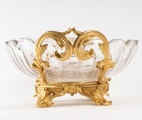 Coupe centre de table en cristal de Baccarat monture en bronze dorée