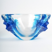 Coupe Vase Haïti cristal blanc et bleu de René LALIQUE
