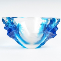 Coupe Vase Haïti cristal blanc et bleu de René LALIQUE