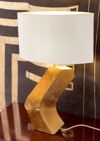 Lampe boomerang en laiton doré, années 1970
