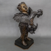 Sculpture - L&#039; Enfant Au Coq , Adriano CECIONI (1838-1886) - Bronze
