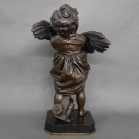 Sculpture - L&#039; Enfant Au Coq , Adriano CECIONI (1838-1886) - Bronze