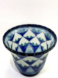 Vase &quot;Palmettes&quot; pâte de verre bleue, turquoise et blanche de Gabriel ARGY-ROUSSEAU