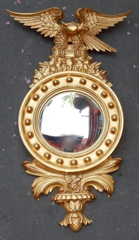 1950/70′ Miroir Convexe à l’Aigle, Bois Doré