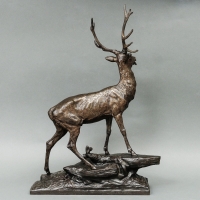 Sculpture - Cerf Sur Un Tertre , Édouard Drouot (1859-1945) - Bronze