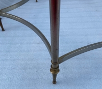 1970′ Table Basse De Forme Ronde Maison Jansen Fer et Bronze , Hauteur: 47,5 cm  , Diamètre: 98 cm