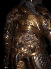 Samouraï Japonnais en bronze, à patine brune, or et argent. Réf: 317