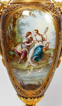 Importante Paire de Vases en Porcelaine de Sèvres, XIXème siècle