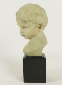 Buste d&#039;Enfant en Terre Cuite, Signé de GOBET