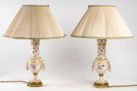 Paire de lampes en porcelaine XIXème