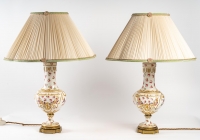 Paire de lampes en porcelaine XIXème