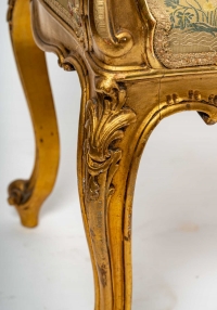 Paire de banquettes en bois sculpté et doré fin XIXème siècle
