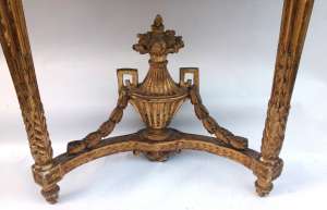Belle Console demi-lune en bois sculpté et doré d&#039;époque Louis XVI