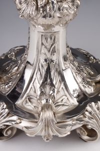 Merite - Paire de candélabres zoomorphe en argent massif XIXe siècle