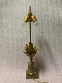 1970′ Lampe En Bronze Signée Charles Modéle Fleur De Lotus