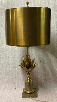 1970′ Lampe En Bronze Signée Charles Modéle Fleur De Lotus