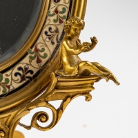 Miroir en bronze émaillé, signé Barbedienne, XIXème siècle