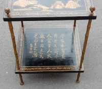1950′ Table Maison Baguès Décor Bambou en Bronze Doré Avec Plateaux Laque de Chine