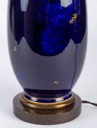 Lampe bleu marbré de Sèvres 1925