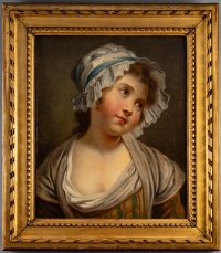 D’après Jean-Baptiste Greuze Jeune fille à la Coiffe huile sur toile vers 1850-1880
