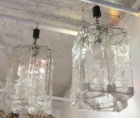 1950′ Paire de Lustres Venini en Forme de Cage Cristal de Murano