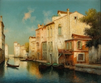 Alphonse Lecoz Les Canaux de Venise huile sur toile vers 1890-1900