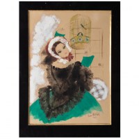 Watercolor, Belle Epoque, 1900-1920, Signed Renée Michèle, Paris