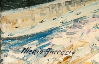 Mério Ameglio (1897-1970) Notre Dame de Paris sous la neige huile sur toile vers 1950