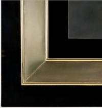 1970 Miroir  Plexiglas noir et Laiton doré Maison Roche