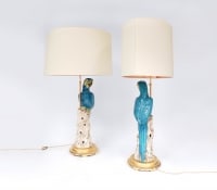 Paire de lampes perroquets en faience, circa 1970