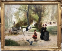 DE PAREDES Vincent Animation au jardin des Tuileries Huile sur toile signée