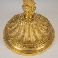 Paire de flambeaux en bronze ciselé et doré montés en lampes de style Louis XVI