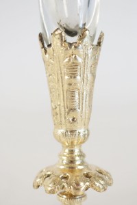 Paire of bud vases, cristal and gold gilt bronze and gold leaf. 19th Century Napoleon III.