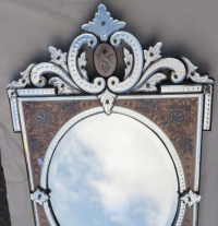 1880/1900 Miroir Napoléon III Émaillé sur Cartouches Colorées