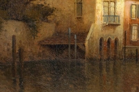 Alphonse Lecoz Un Canal à Venise et la Santa Maria della Salute dans le fond huile sur toile vers 1890-1900