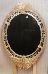 1970/80′ Miroir Cristal Murano Véronèse avec Inclusions de Feuilles d’Or