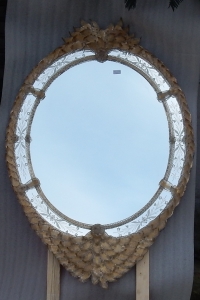 1970/80′ Miroir Cristal Murano Véronèse avec Inclusions de Feuilles d’Or
